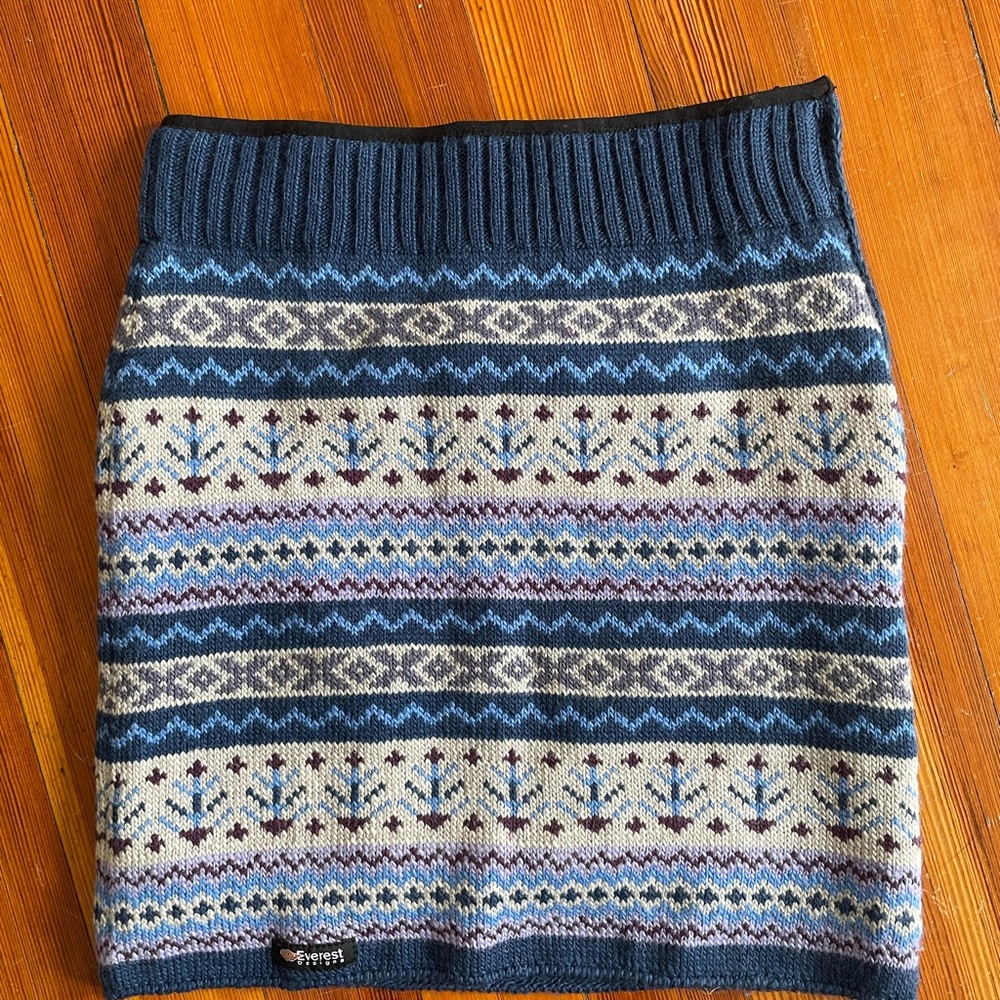 Blue Ribbed Mini Pencil Skirt